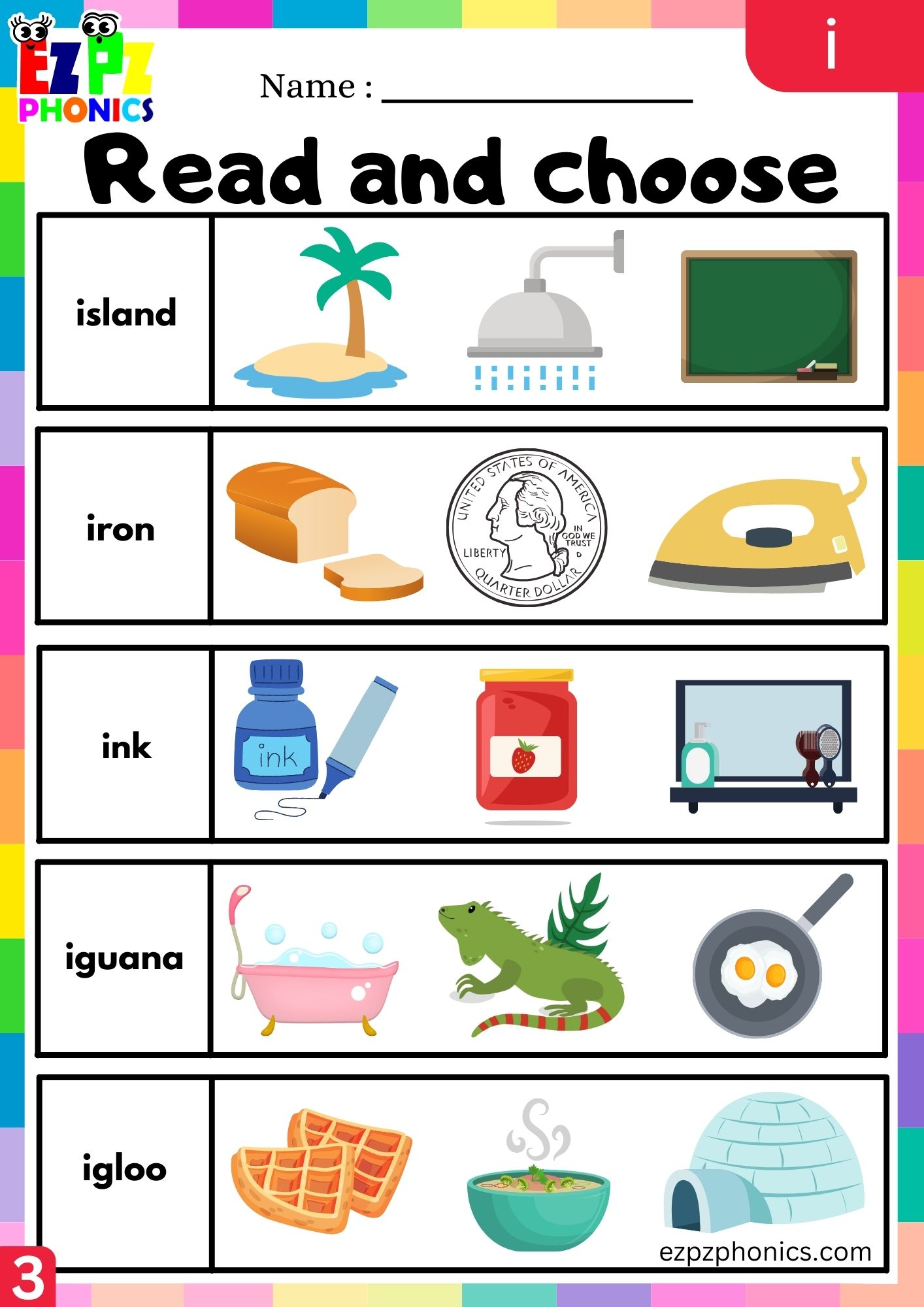 Letter i Read and Choose the Images Group 3